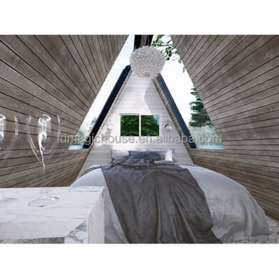 Triangle House 3 Bedroom 40Ft Metal Frame Prefab Kit Custom Eco Mountain Lodge Quick Assembly Resort Home for Project Solutions
