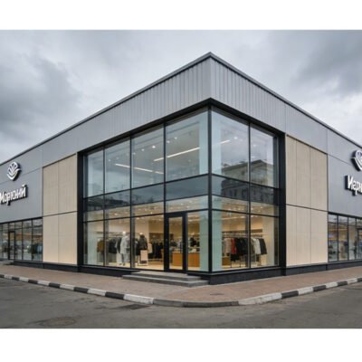 Modern Commercial Steel Structure Office Building Large Clear Span Multi Story High Ceiling Customizable Fast Install 2-Year
