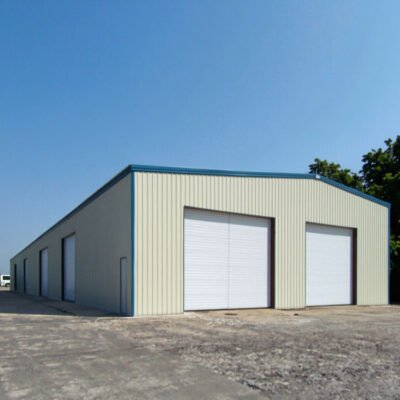 Qingdao LINGSHAN Steel Structure Prefabricated Warehouse Factory Shed Solid H-shape Steel Beam Aluminum Alloy Windows Sliding